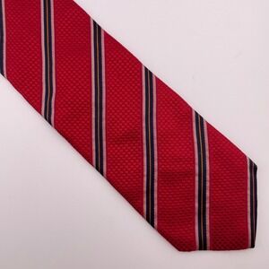 XMI Platinum Mens Red Stripe Silk Necktie Hand Made‎ in USA